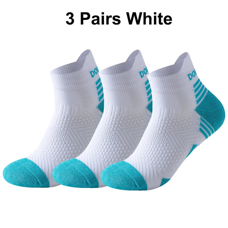 Marathon Sport Socks (3 Pairs) — Cushioned Mesh Ankle Socks for Running & Fitness