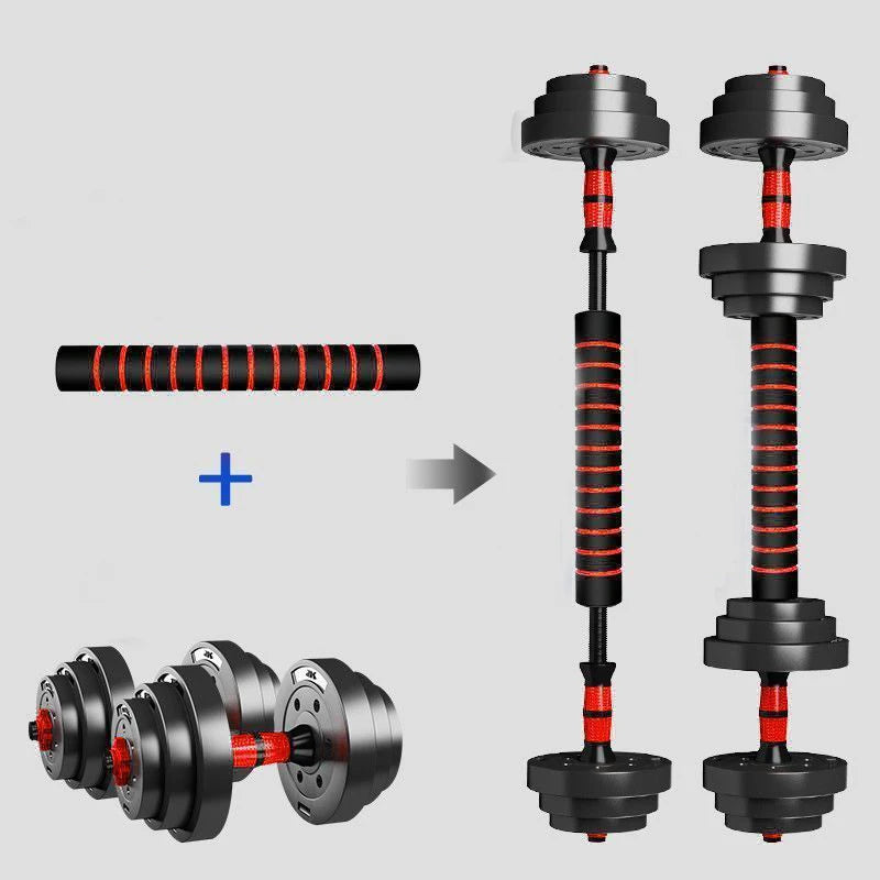 Adjustable Dumbbell & Barbell Set — 5-44lbs Anti-Slip Home Gym Strength Training Weights