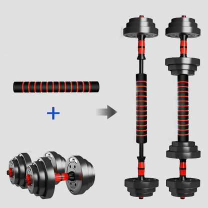 Adjustable Dumbbell & Barbell Set — 5-44lbs Anti-Slip Home Gym Strength Training Weights