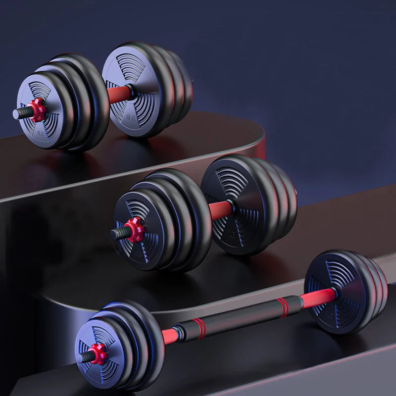 Adjustable Dumbbell & Barbell Set — 5-44lbs Anti-Slip Home Gym Strength Training Weights