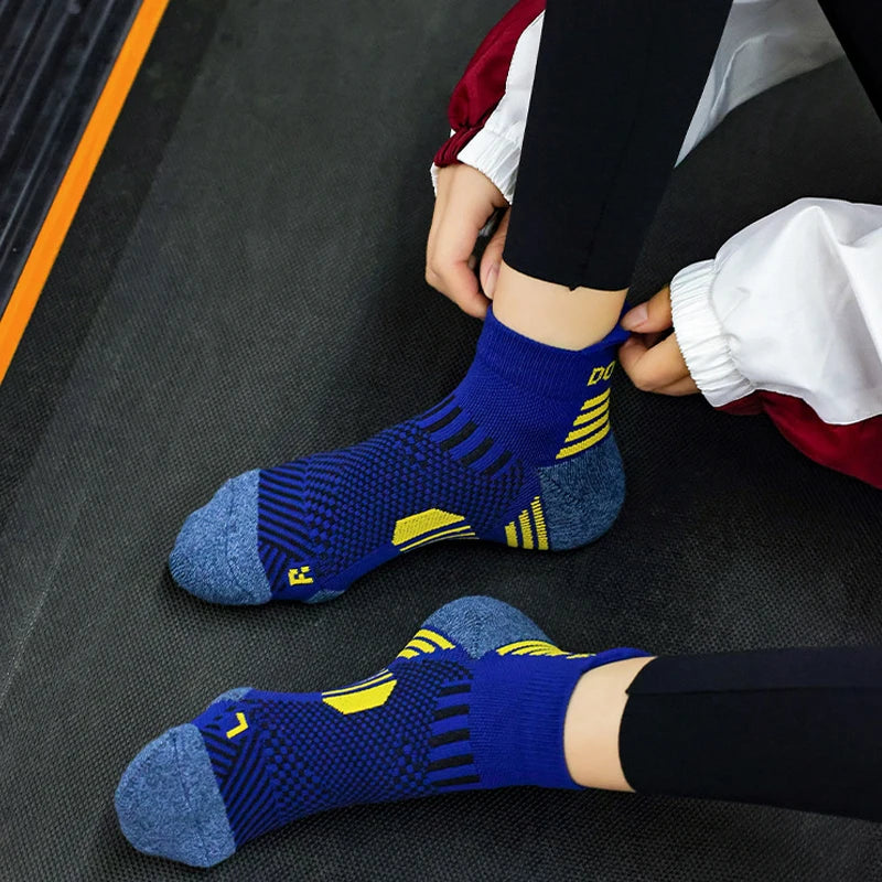 Marathon Sport Socks (3 Pairs) — Cushioned Mesh Ankle Socks for Running & Fitness