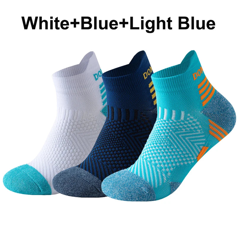 Marathon Sport Socks (3 Pairs) — Cushioned Mesh Ankle Socks for Running & Fitness