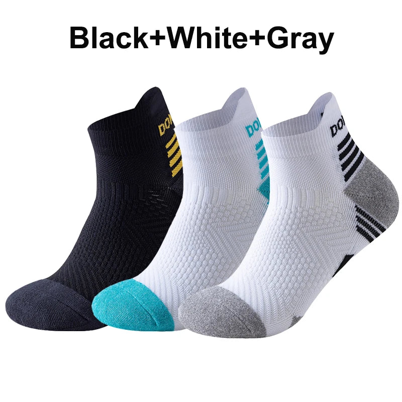 Marathon Sport Socks (3 Pairs) — Cushioned Mesh Ankle Socks for Running & Fitness