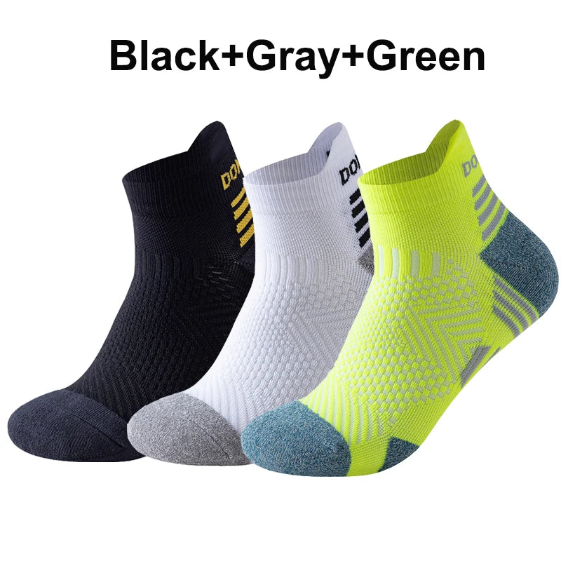 Marathon Sport Socks (3 Pairs) — Cushioned Mesh Ankle Socks for Running & Fitness