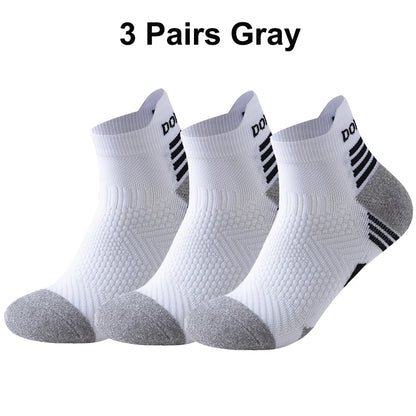 Marathon Sport Socks (3 Pairs) — Cushioned Mesh Ankle Socks for Running & Fitness