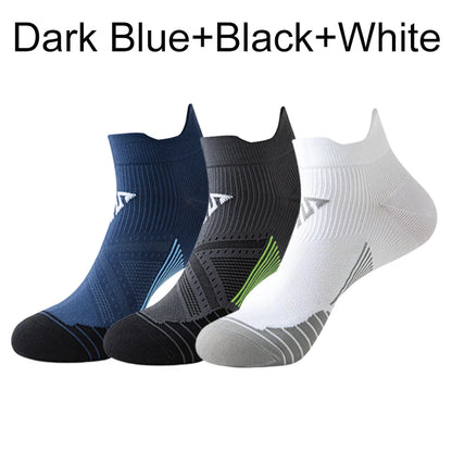 Marathon Sport Socks (3 Pairs) — Cushioned Mesh Ankle Socks for Running & Fitness