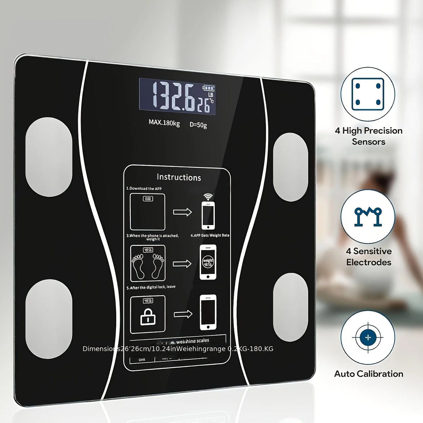 Smart Digital Body Scale — LED Display, 400lb Capacity for Weight & Fitness Tracking