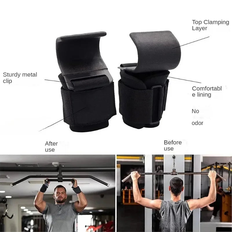 Weight Lifting Hooks & Straps — Non-Slip Grip Support for Deadlifts, Pull-Ups & Gym Training