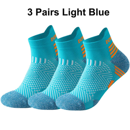 Marathon Sport Socks (3 Pairs) — Cushioned Mesh Ankle Socks for Running & Fitness