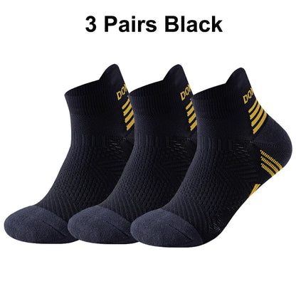 Marathon Sport Socks (3 Pairs) — Cushioned Mesh Ankle Socks for Running & Fitness