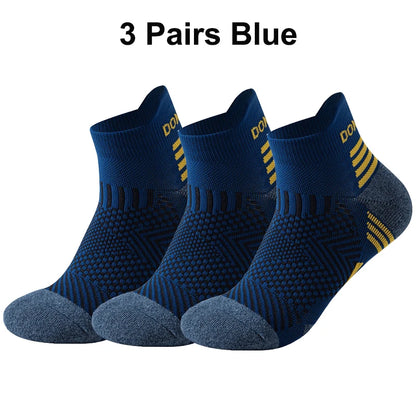 Marathon Sport Socks (3 Pairs) — Cushioned Mesh Ankle Socks for Running & Fitness