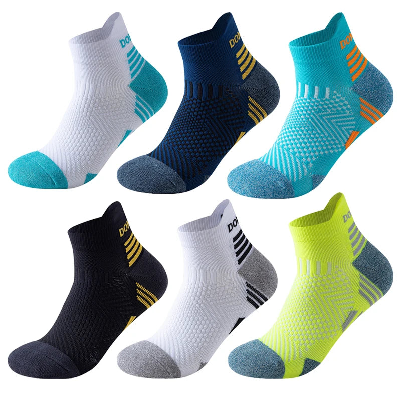 Marathon Sport Socks (3 Pairs) — Cushioned Mesh Ankle Socks for Running & Fitness