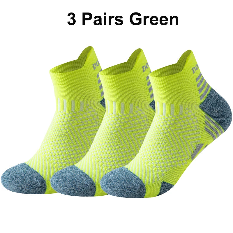 Marathon Sport Socks (3 Pairs) — Cushioned Mesh Ankle Socks for Running & Fitness