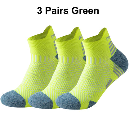 Marathon Sport Socks (3 Pairs) — Cushioned Mesh Ankle Socks for Running & Fitness